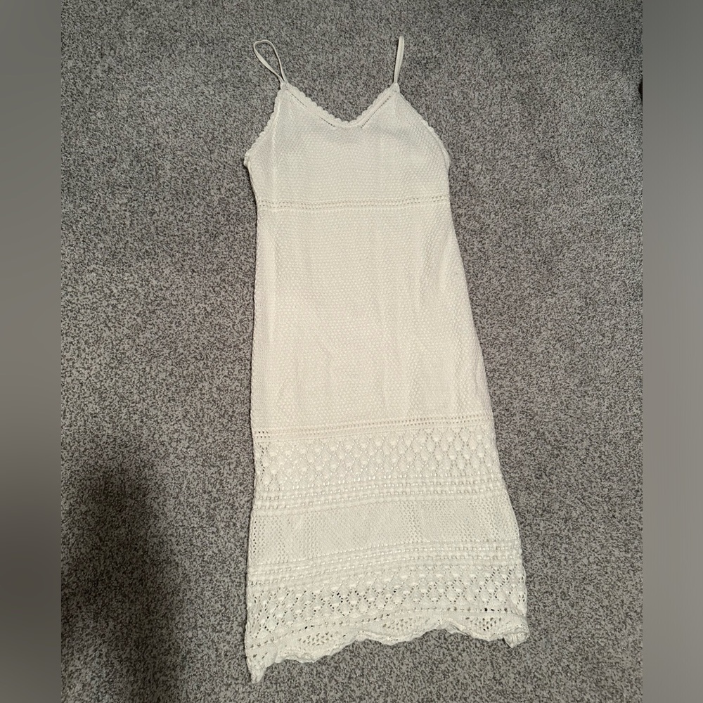 White crochet midi dress